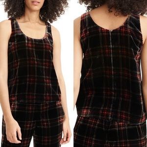 J. Crew Tartan Plaid Velvet Top